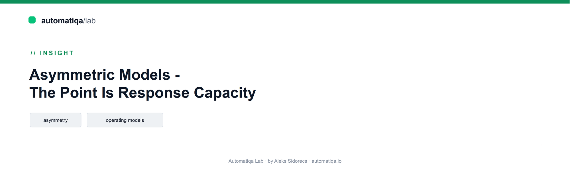 Asymmetric models - technology is not the point. Response capacity.