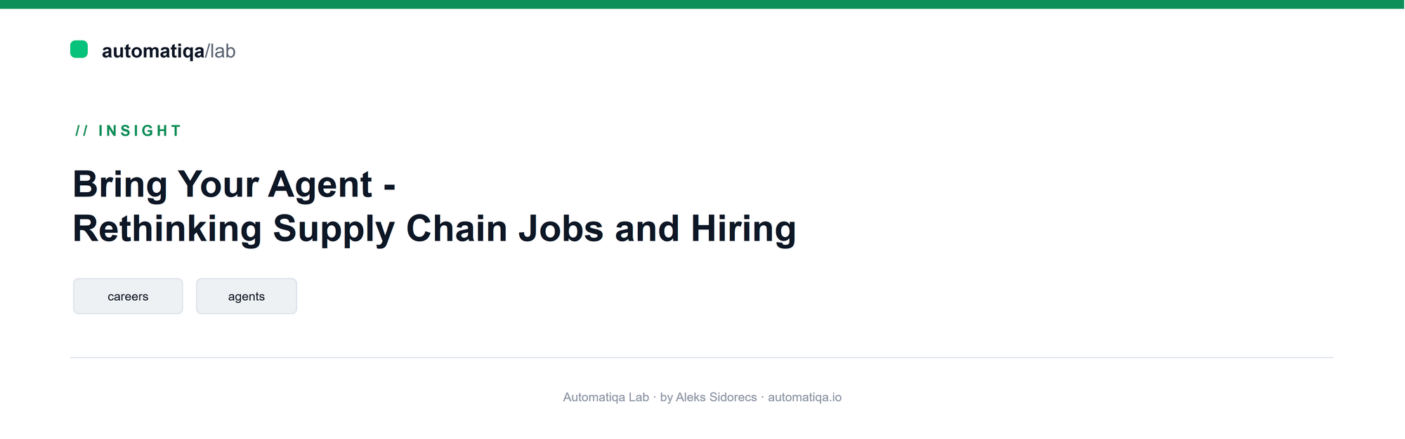 Bring Your Agent - Rethinking Prospects of Supply Chain Jobs and Hiring