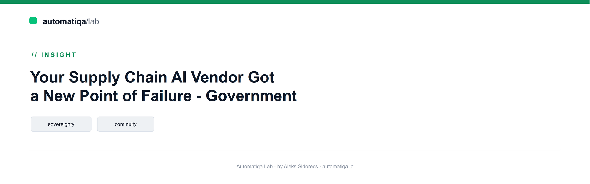 Your Supply Chain AI Vendor Got a New Point of Failure - Government.